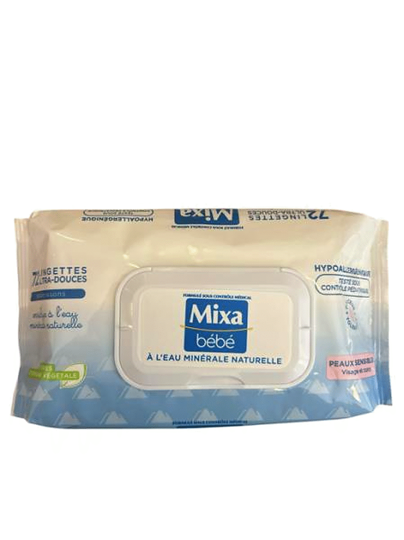 Lingette Mixa bébé à l’au minérale naturelle - 72 lingettes