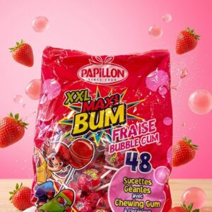 Sucettes XXL Maxi Bum Fraise – 48 pièces